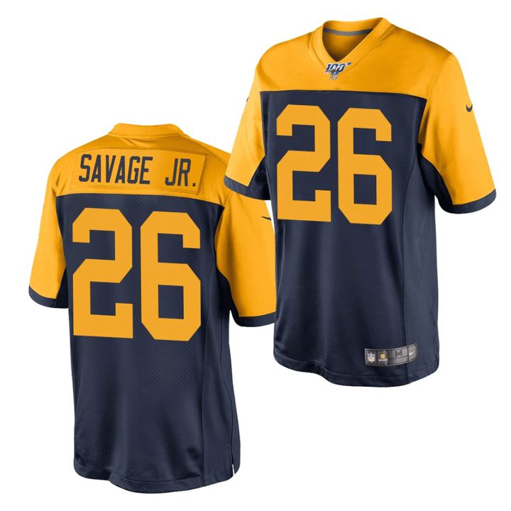 Men Green Bay Packers #26 Darnell Savage Jr Nike Navy 100th Throwback Game NFL Jersey->->NFL Jersey